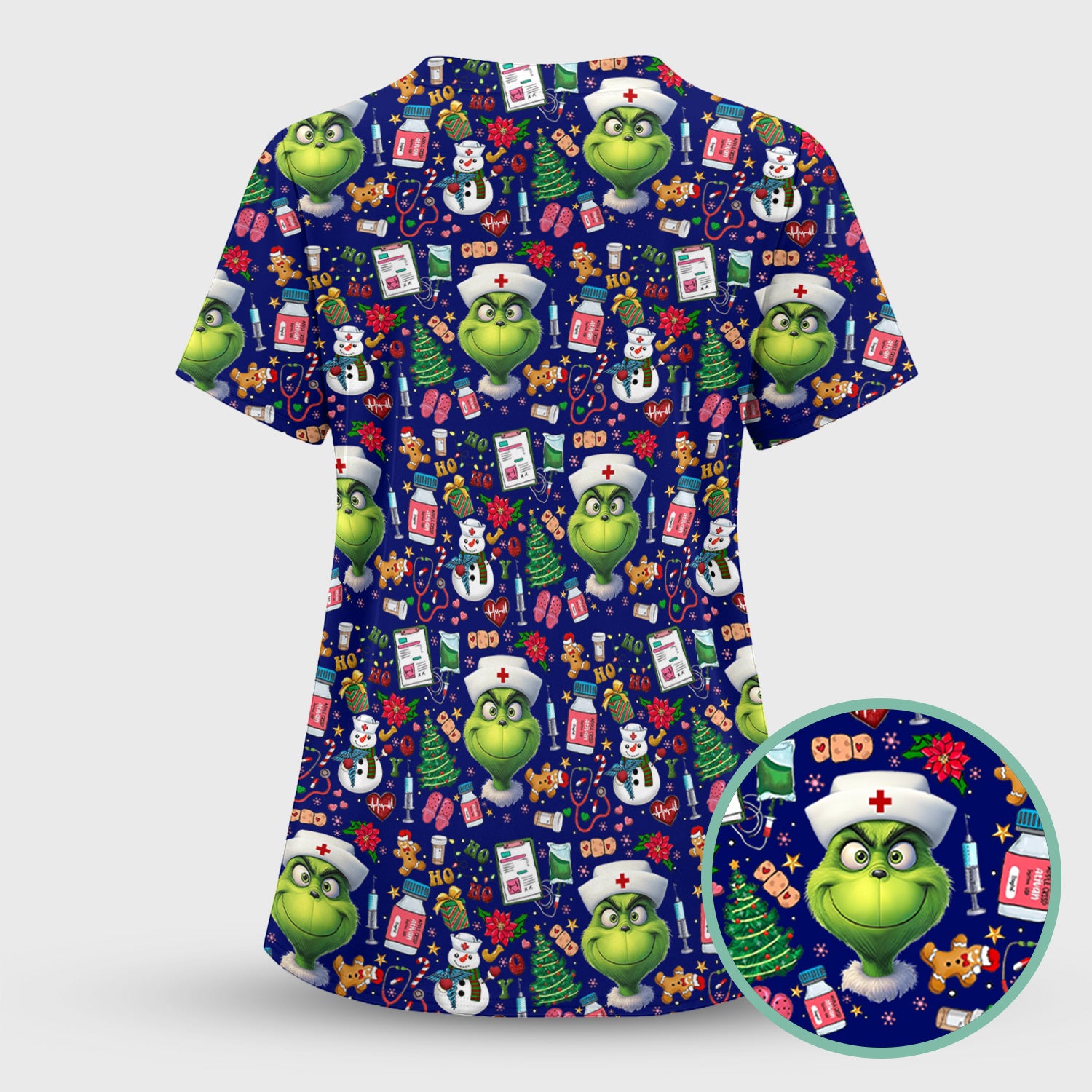 Christmas Nurse Scrub Top - Funny Grinch Medical Top for Women - Multiple Colors Gift for CNA RN LPN