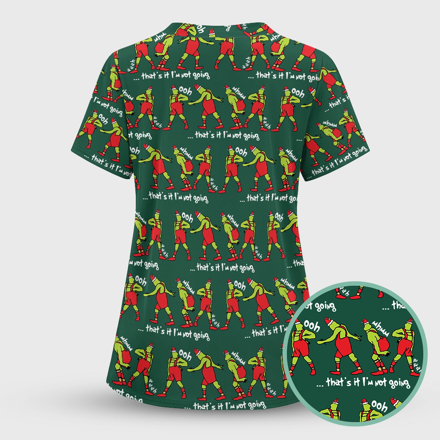Christmas Nurse Scrub Top - Funny Grinch Shirt for Women - RN LPN CNA Healthcare Workers Gift
