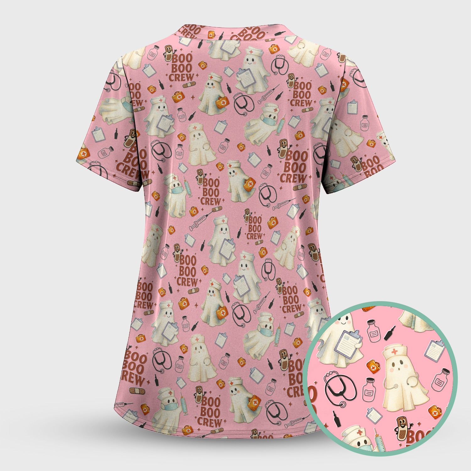 Halloween Nurse Scrub Top for Women - Cute Boo Boo Crew Medical Shirt - Gift for RN LPN CNA Healthcare Staff