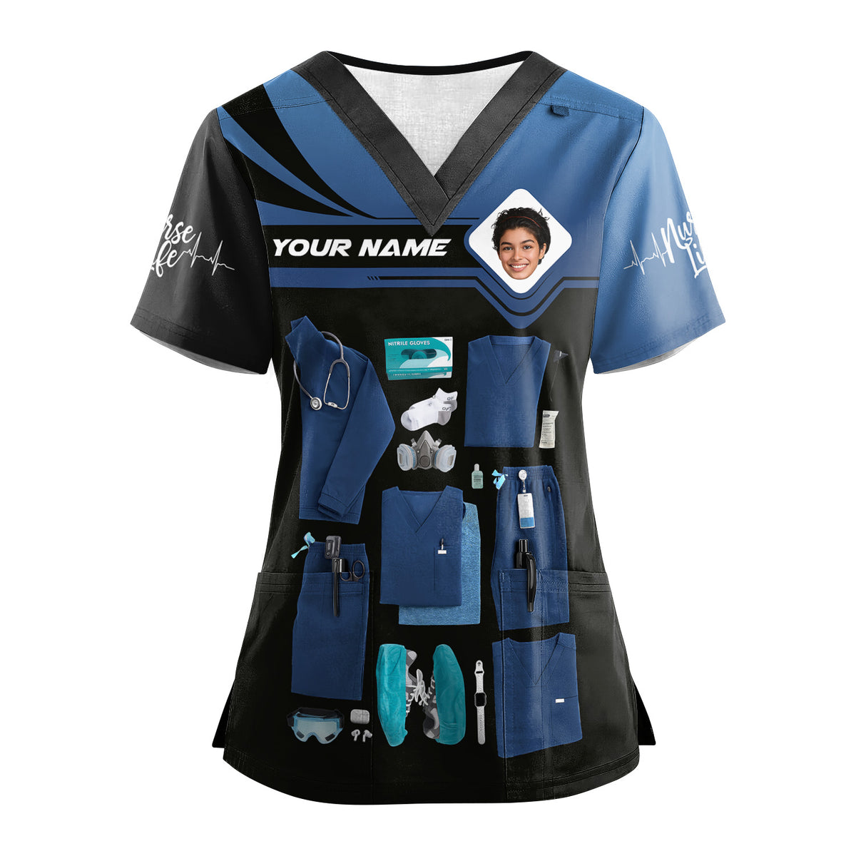 Personalized Oncology Nurse Scrub Shirt - Custom Photo & Name - In My Nurse Era Design - Gift for RN, LPN, Healthcare Worker