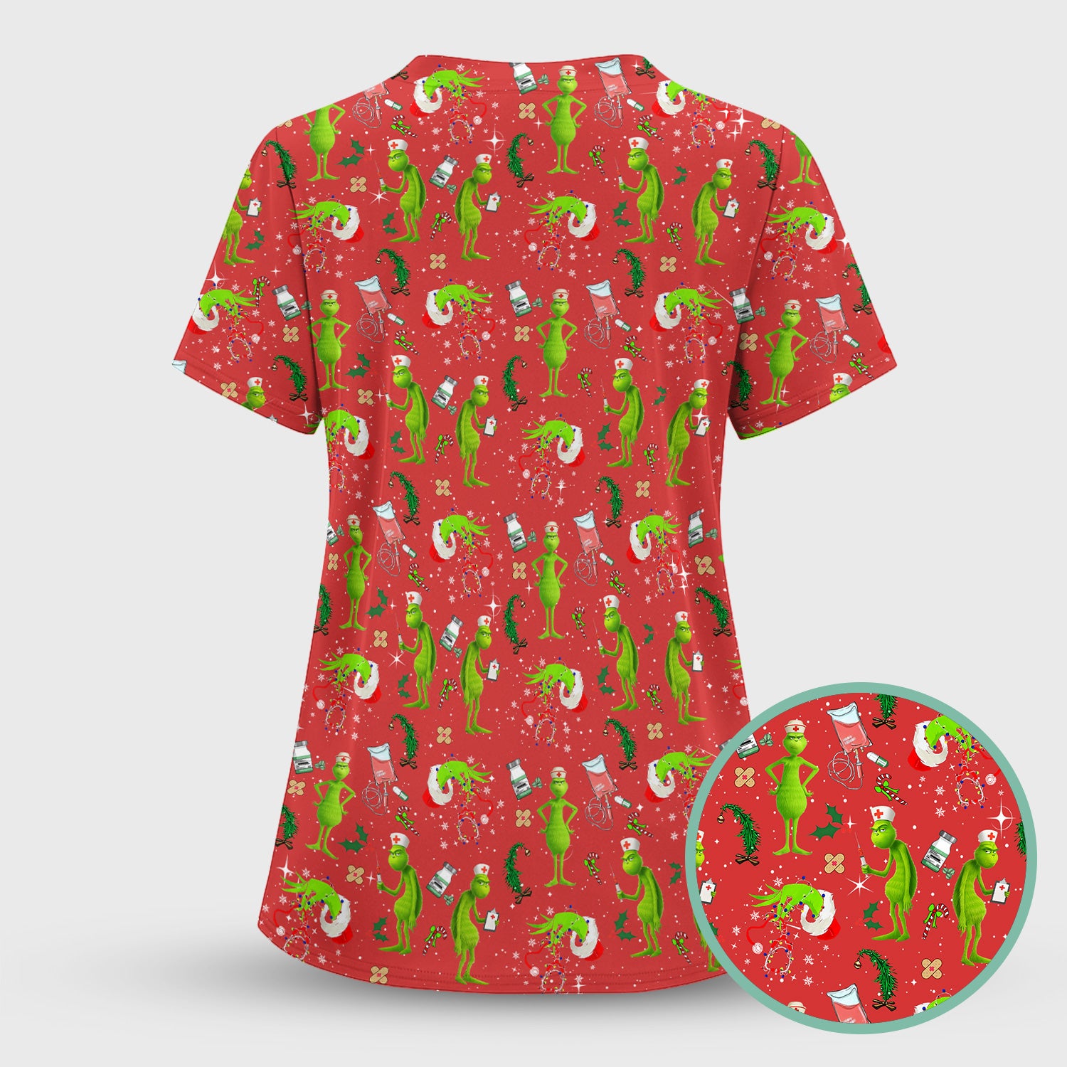 Funny Grinch Scrub Top - Christmas Nurse Shirt for Women - Multiple Color Options CNA RN LPN Gift