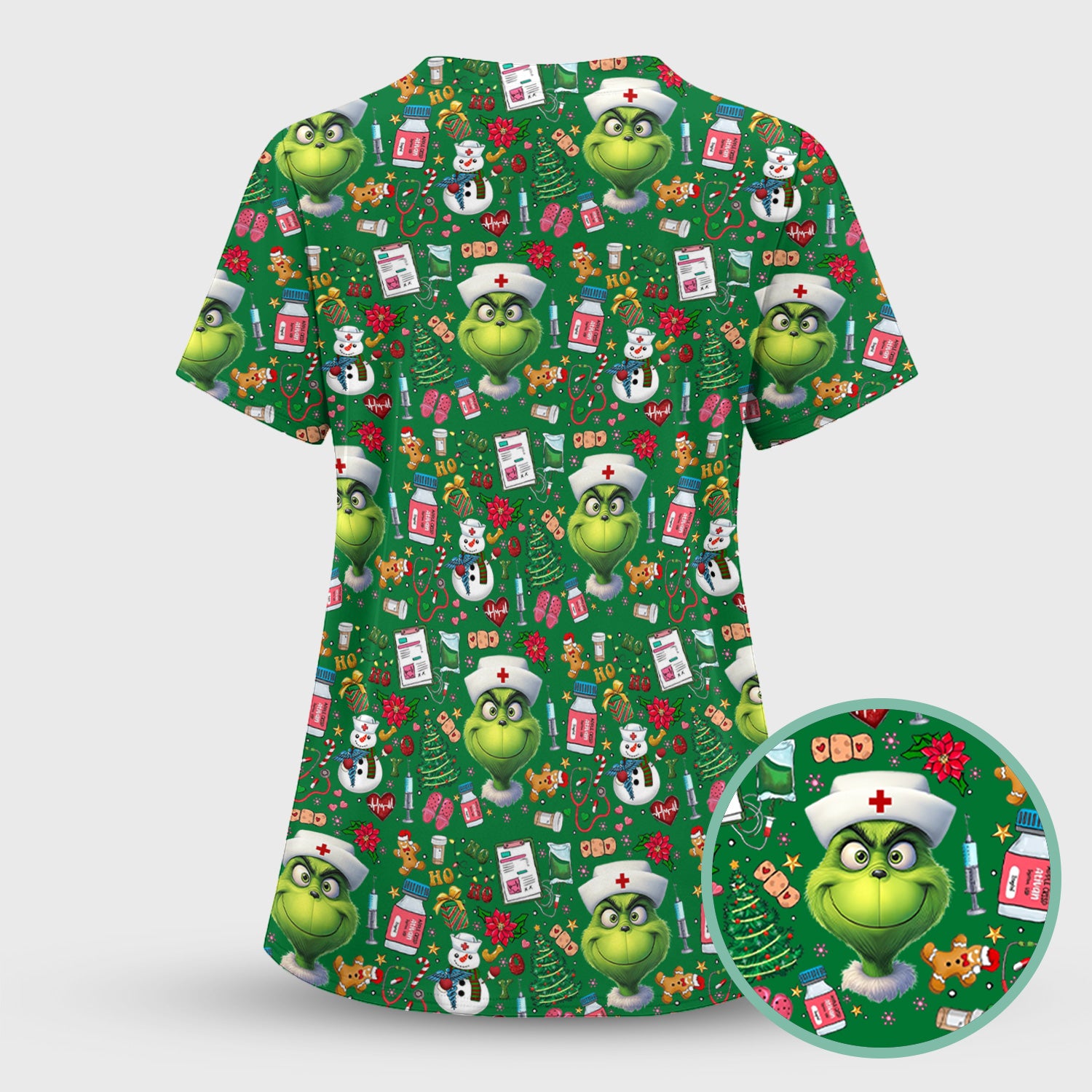 Christmas Nurse Scrub Top - Funny Grinch Medical Top for Women - Multiple Colors Gift for CNA RN LPN