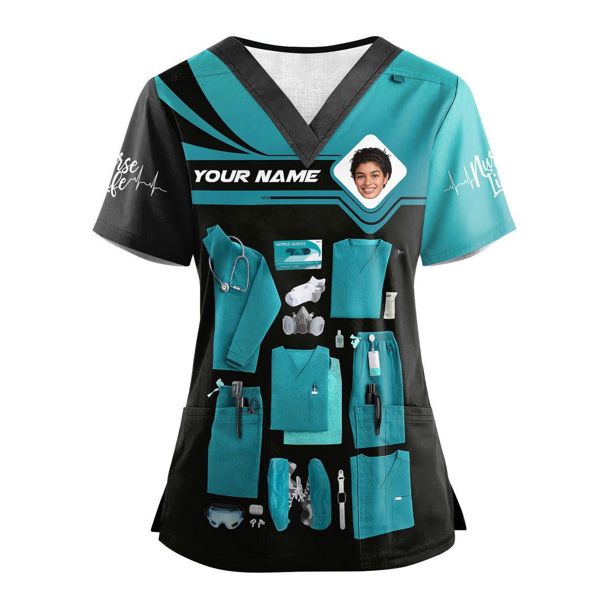 Personalized Oncology Nurse Scrub Shirt - Custom Photo & Name - In My Nurse Era Design - Gift for RN, LPN, Healthcare Worker