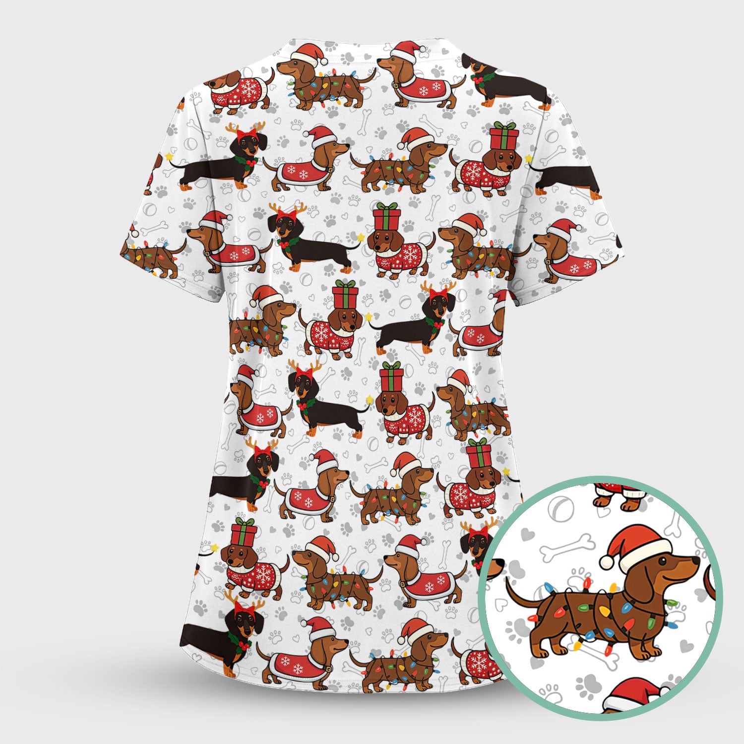 Cute Christmas Dachshund Shirt - Funny Wiener Dog in Santa Costume Multi Colors - Holiday Sausage Dog T-Shirt Gift for Pet Lovers