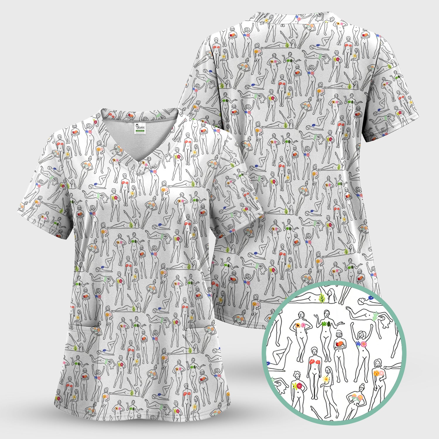 Women's Health Nurse Shirt - Flower Boobs & Female Empowerment Graphic Tee - Gift for Women Healthcare Workers RN LPN