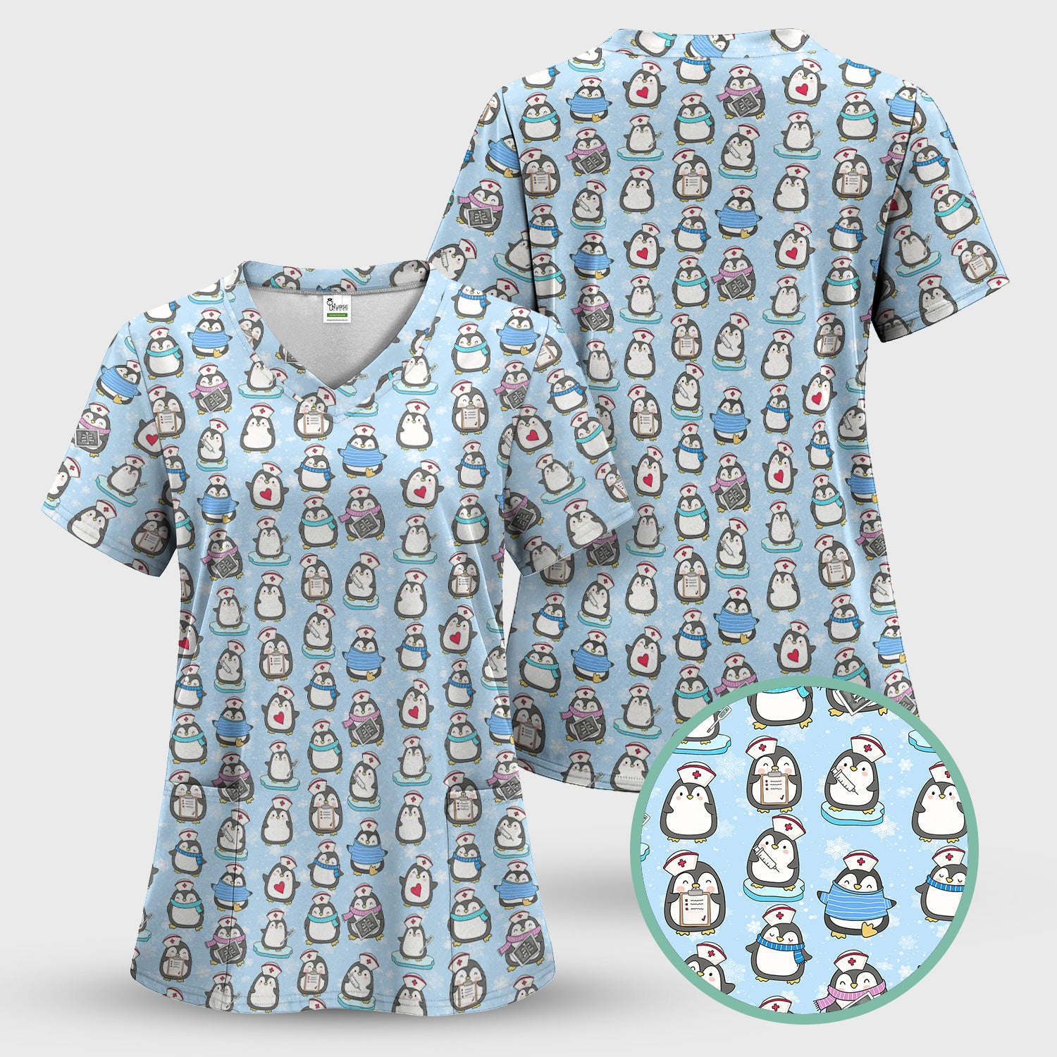 Personalized Funny Christmas Nurse Shirt - Cute Penguin with Syringe Graphic Tee - Gift for RN LPN CNA