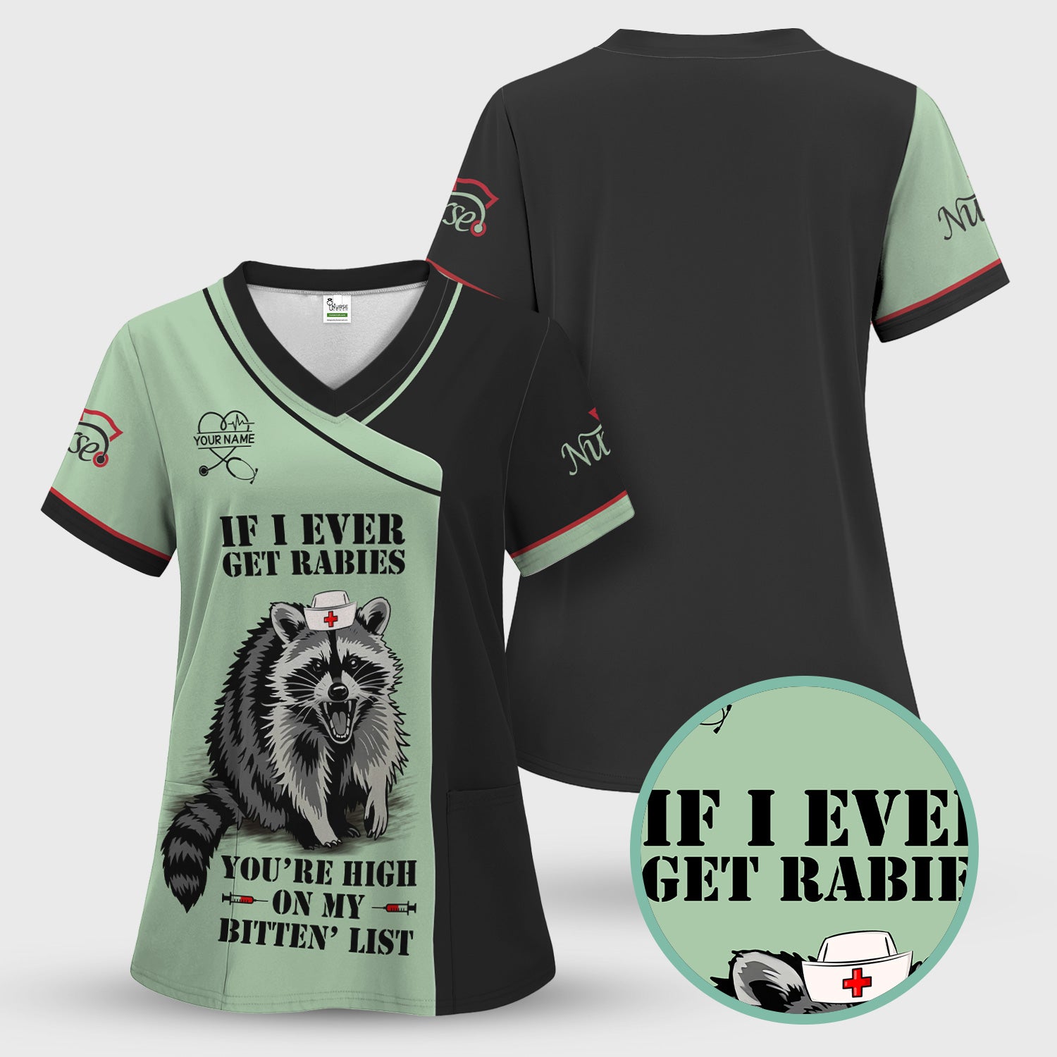 Custom Funny Nurse Scrub Top - You're High On My Bitten List - Multiple Color Options Gift for RN LPN CNA