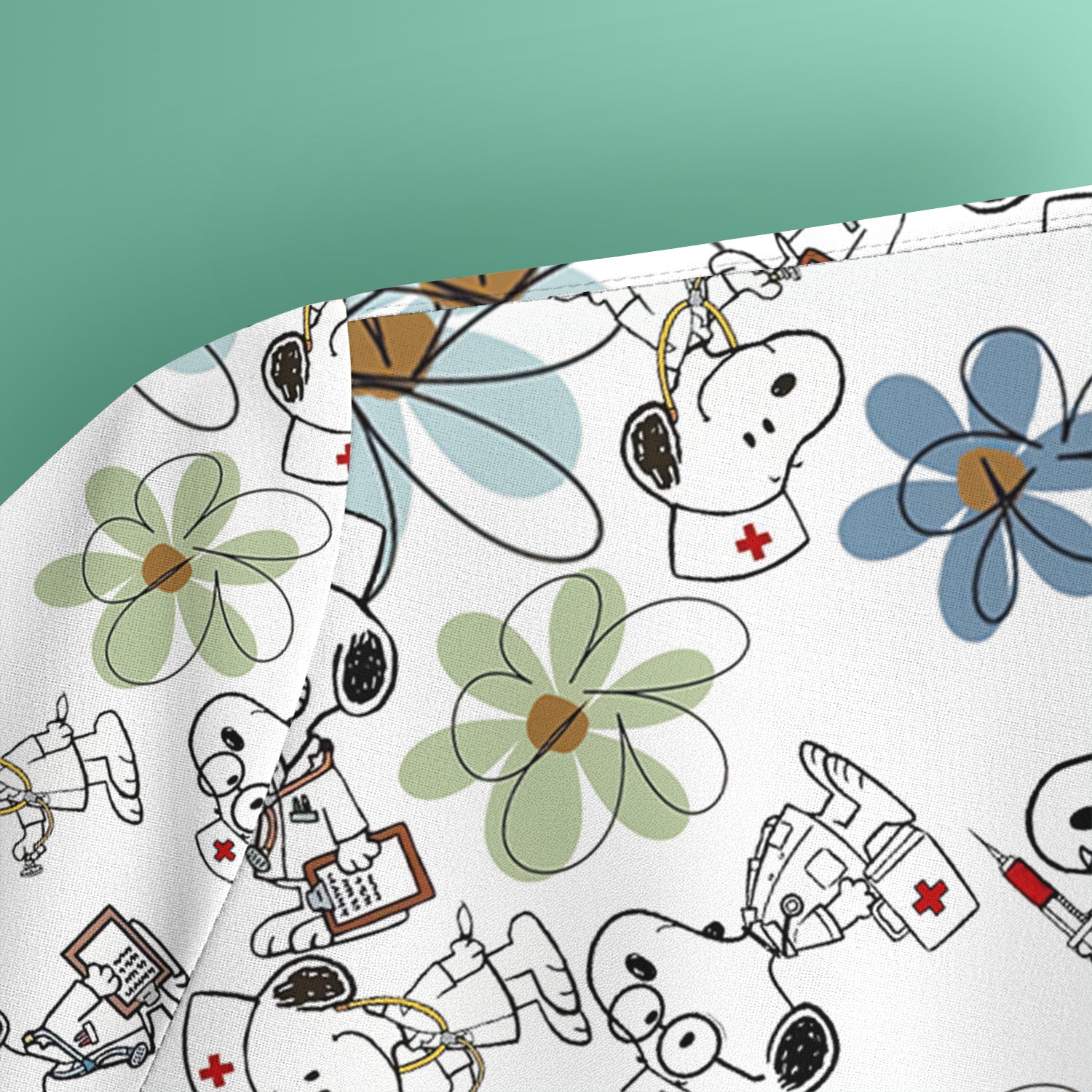 Funny Dog Doctor Scrub Top – Cute Cartoon Puppy & Flower Graphic - Gift for RN LPN CNA Healthcare Workers