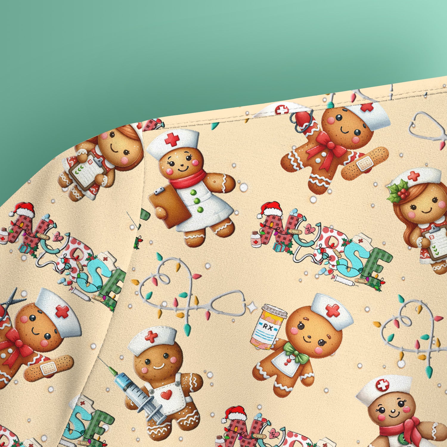 Gingerbread Cookie Christmas Scrub Top - Funny Holiday Nurse Shirt - Cute Medical Uniform for RN CNA LPN LVN EN