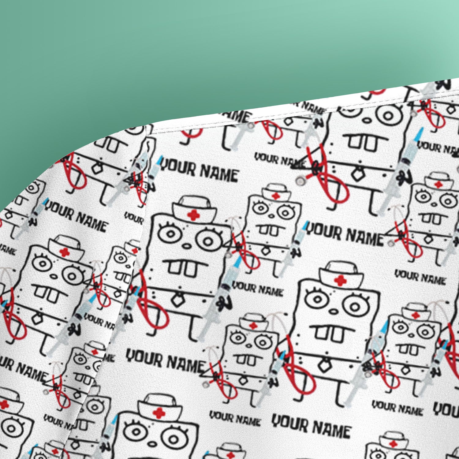 Personalized Doodle Bob Nurse Shirt - Funny Cartoon Medical Graphic Tee - Custom RN MD CNA Healthcare Gift
