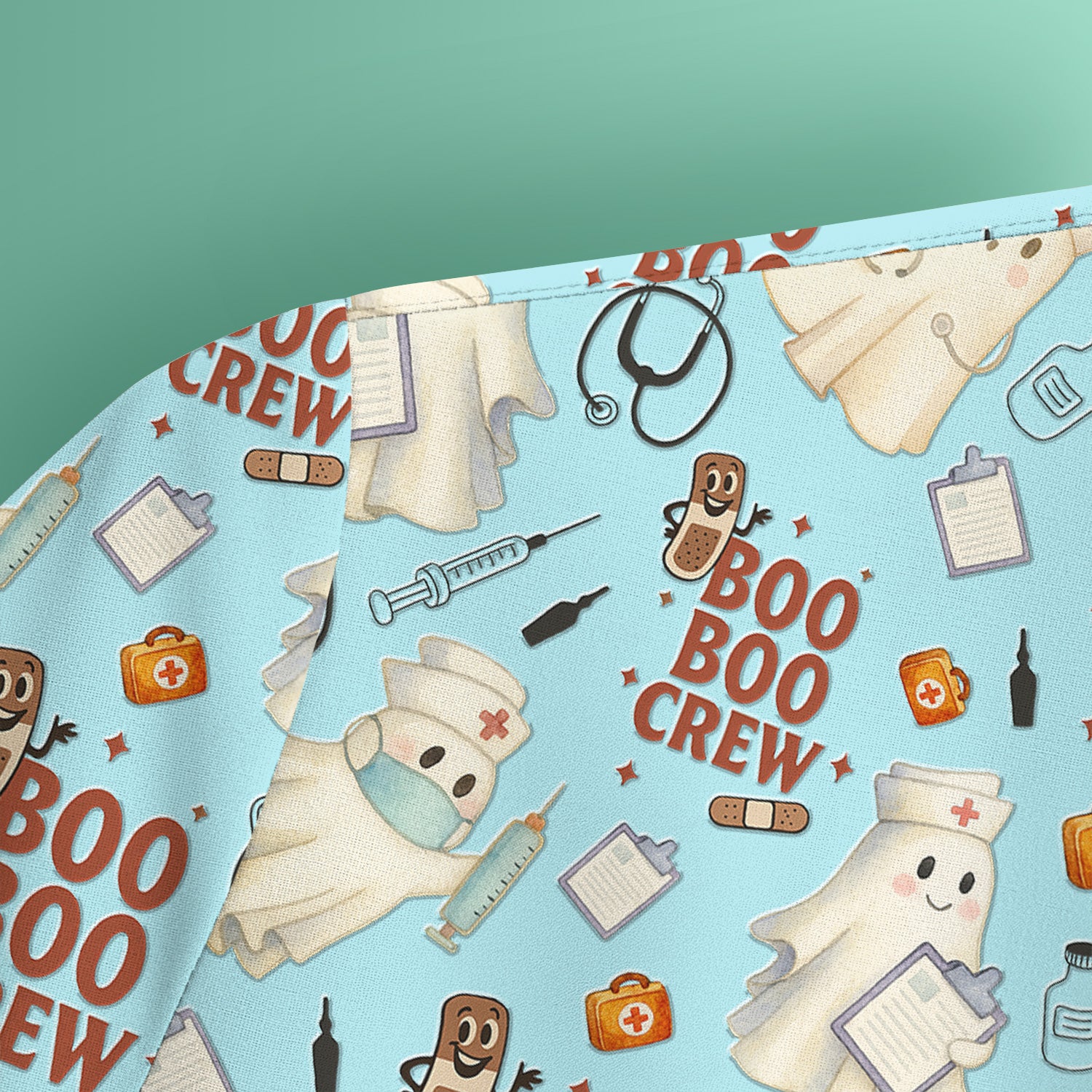 Halloween Nurse Scrub Top for Women - Cute Boo Boo Crew Medical Shirt - Gift for RN LPN CNA Healthcare Staff