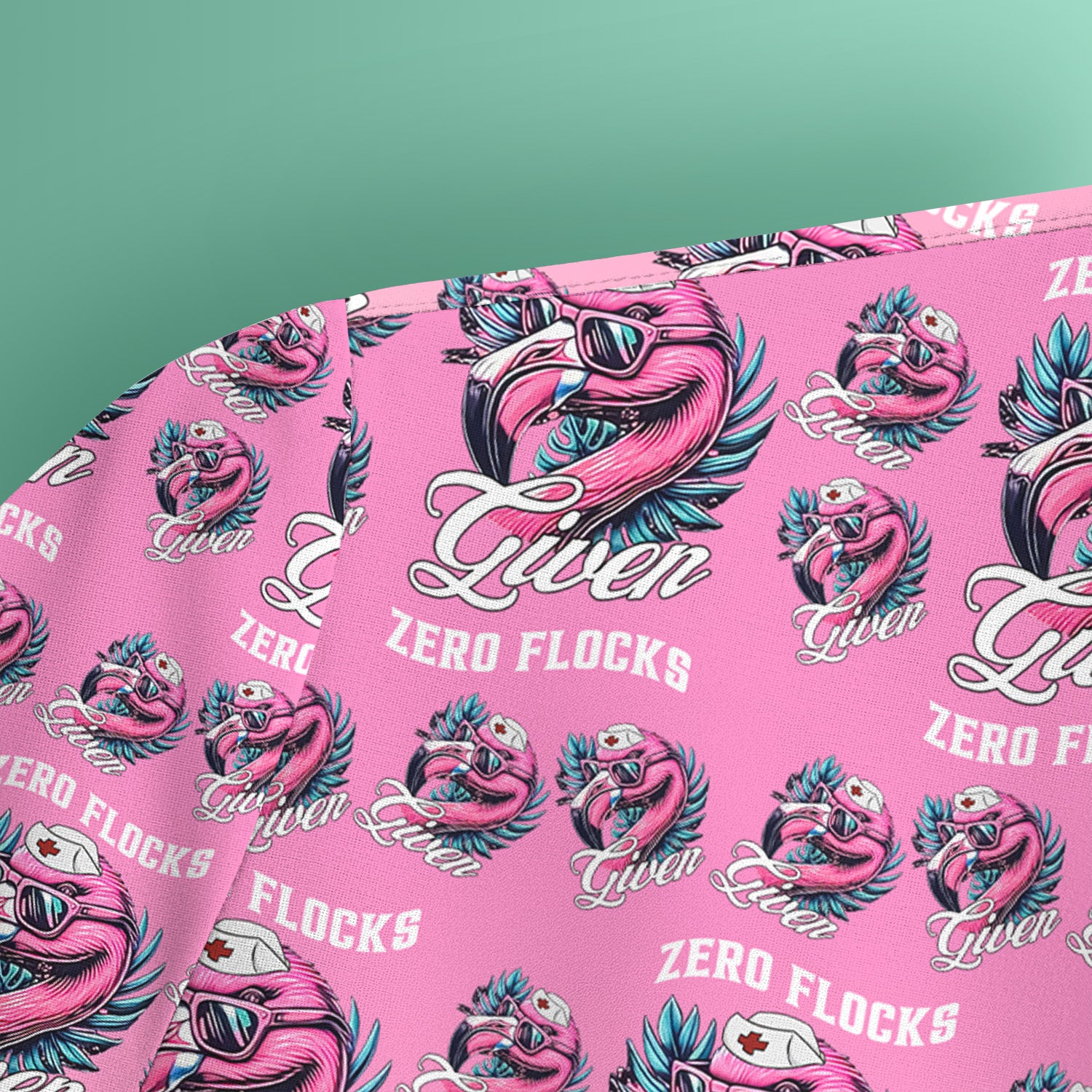 Funny Flamingo Scrub Top - Zero Flocks Given Pink Nurse Shirt - RN LPN CNA Healthcare Workers Gift