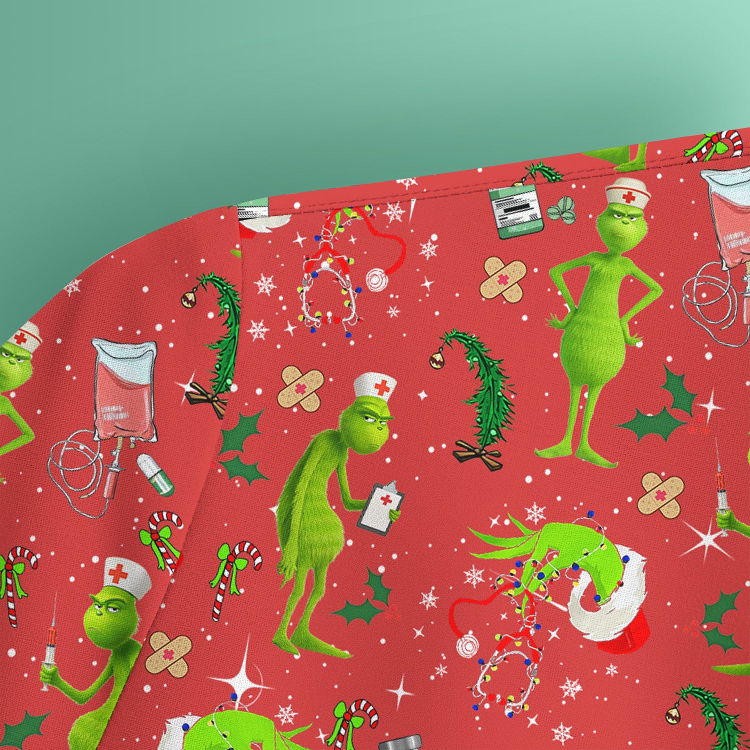 Funny Grinch Scrub Top - Christmas Nurse Shirt for Women - Multiple Color Options CNA RN LPN Gift