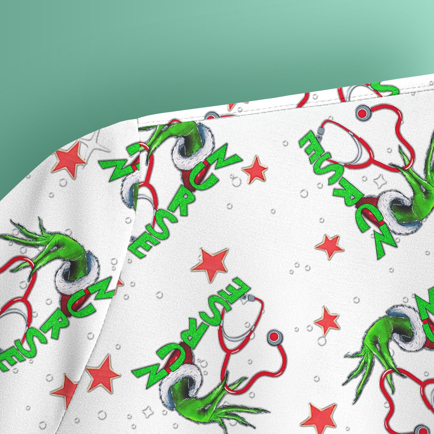 Grinch Nurse Scrub Top - Festive Holiday Uniform for Women - RN LPN CNA Nursing Gift