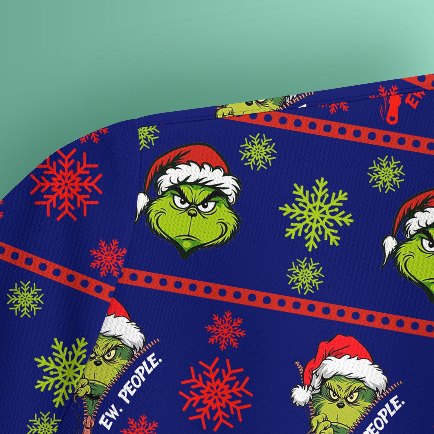 Grinch Scrub Top for Nurses - Christmas Holiday “Ew, People” Medical Uniform - Xmas Gift for RN CNA LPN