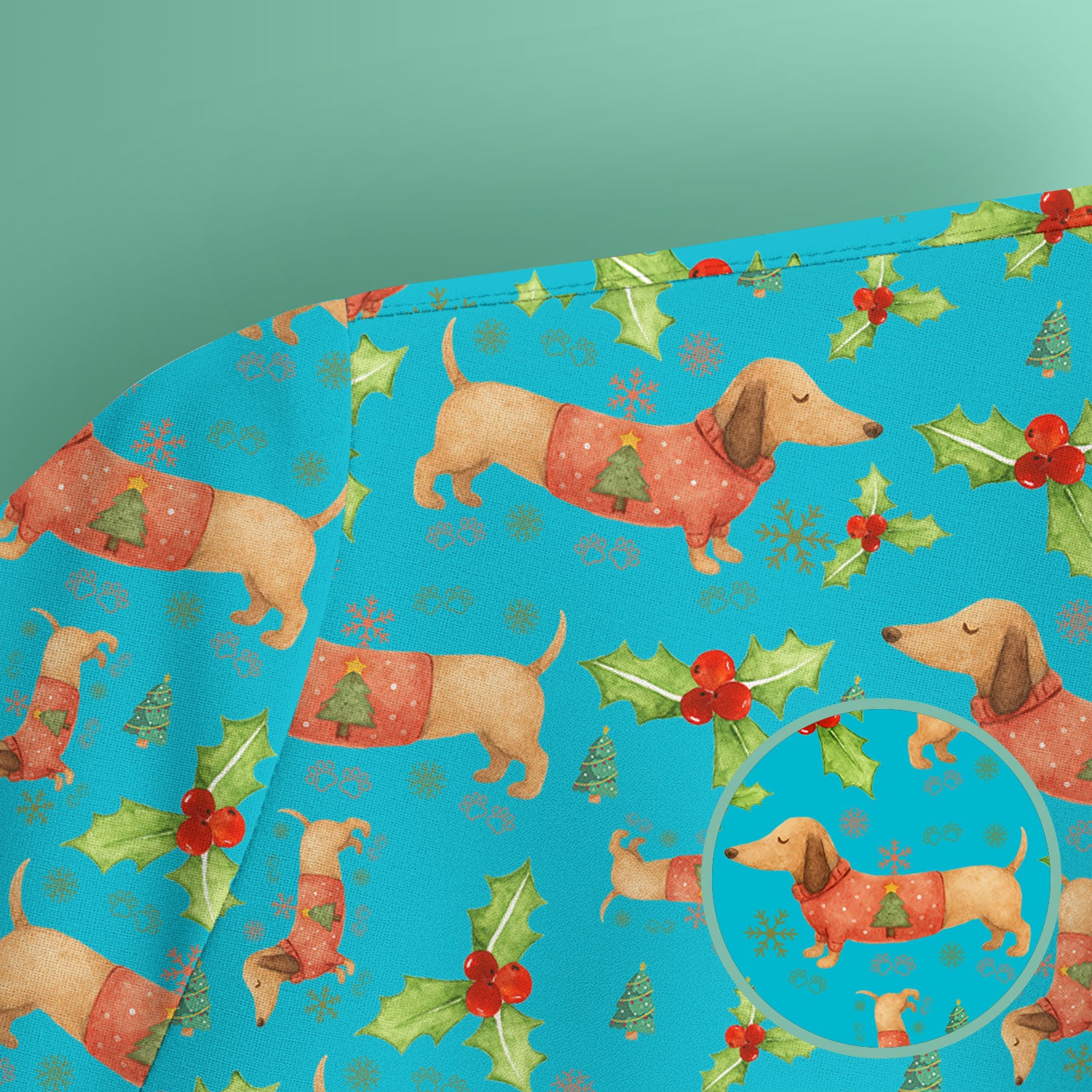 Festive Dachshund Scrub Top - Cute Sausage Dog Christmas Medical Uniform - Wiener Puppy Lover Gift