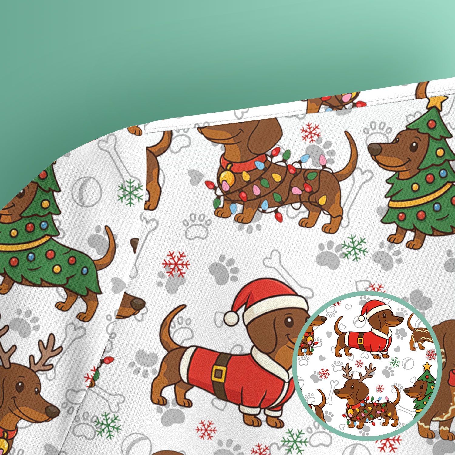 Holiday Dachshund Christmas Scrub Top - Funny Wiener Sausage Dog Nurse Shirt - Adorable Dog Lover Gift for RN CNA LPN