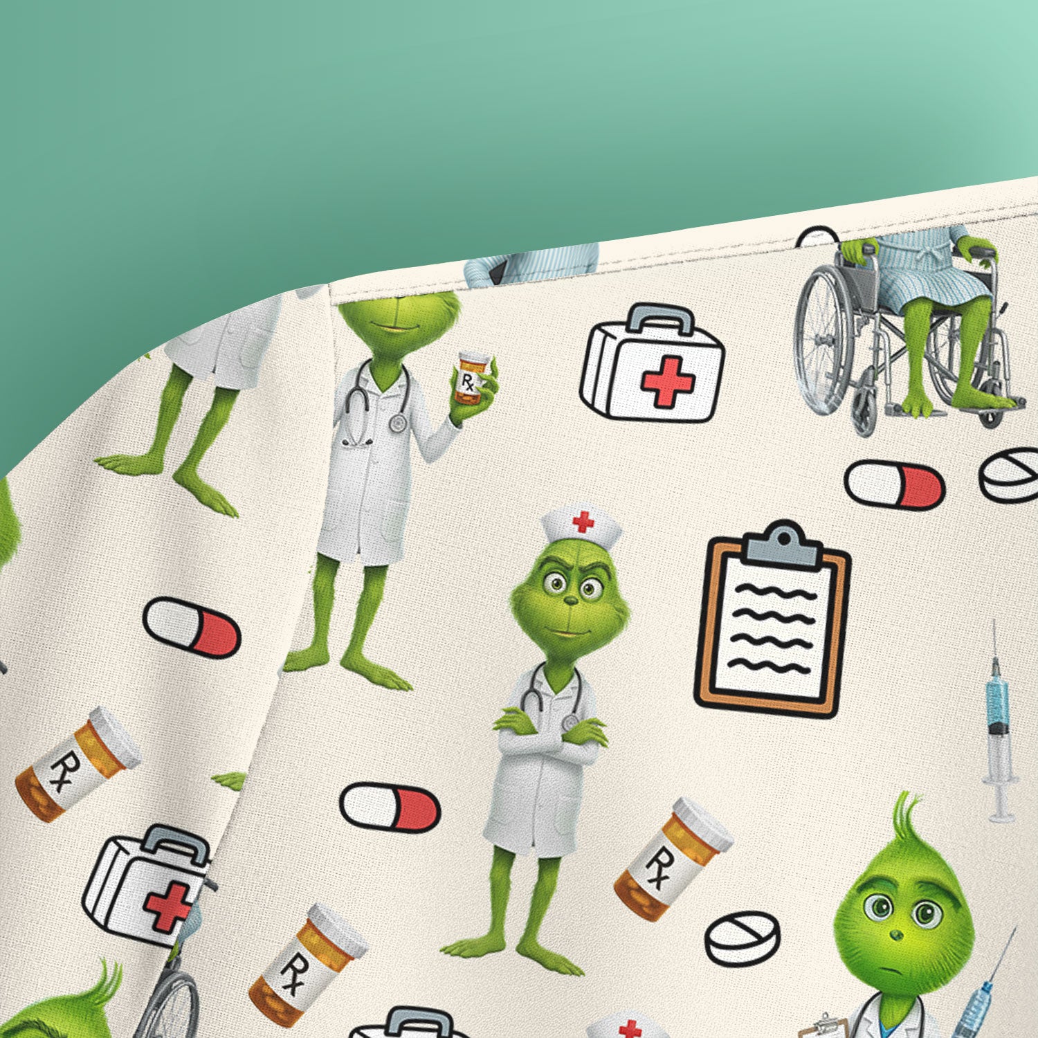 Funny Grinch Scrub Top - Christmas Medical Uniform for Women - Funny Holiday Nursing Gift for RN LPN CNA