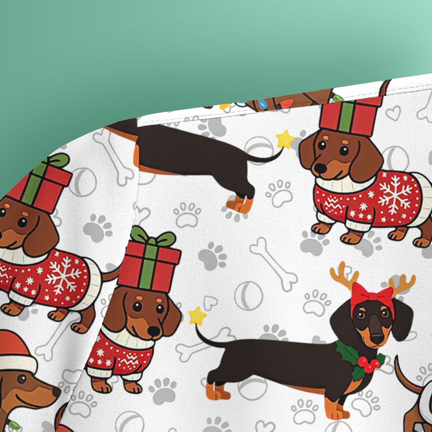 Cute Christmas Dachshund Shirt - Funny Wiener Dog in Santa Costume Multi Colors - Holiday Sausage Dog T-Shirt Gift for Pet Lovers