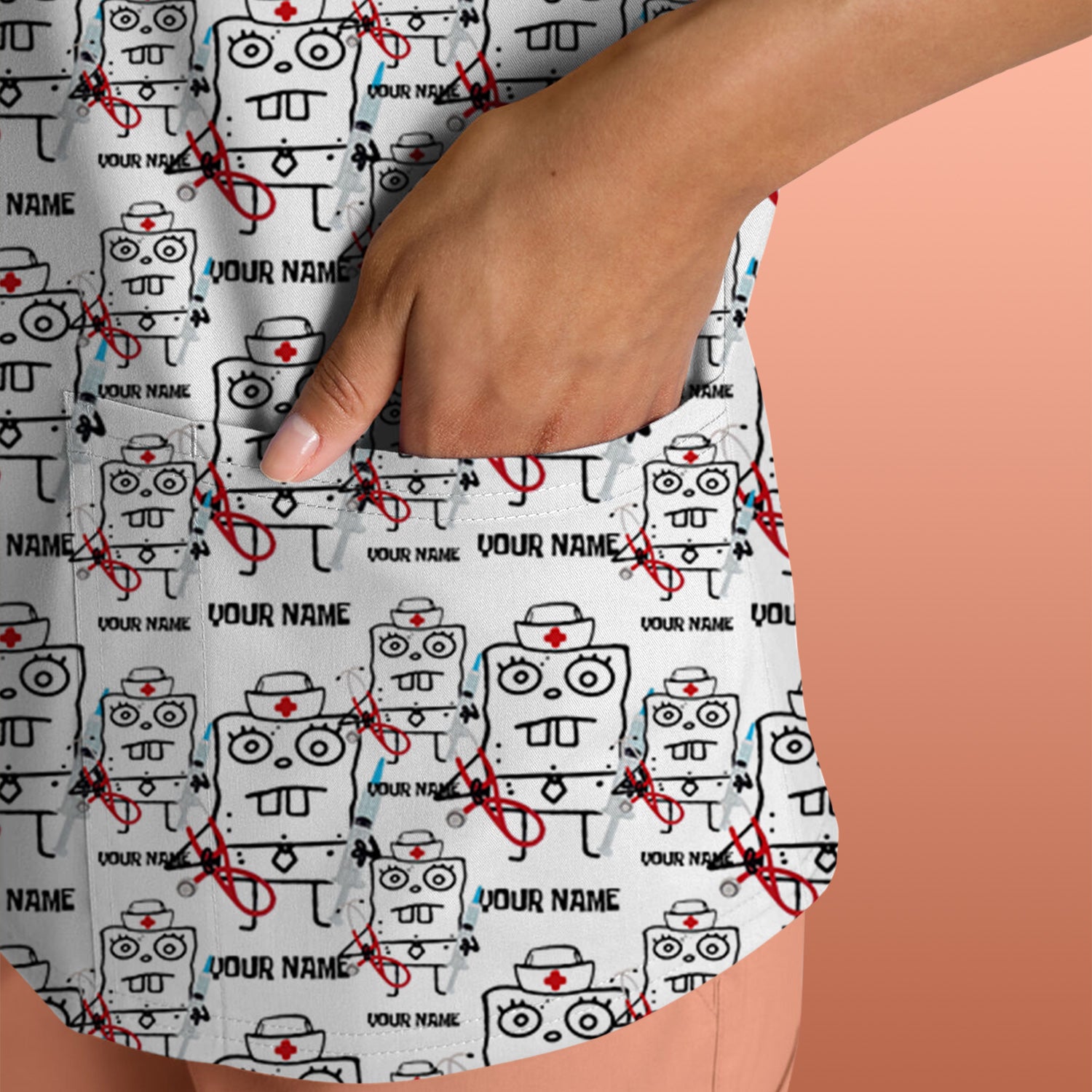 Personalized Doodle Bob Nurse Shirt - Funny Cartoon Medical Graphic Tee - Custom RN MD CNA Healthcare Gift