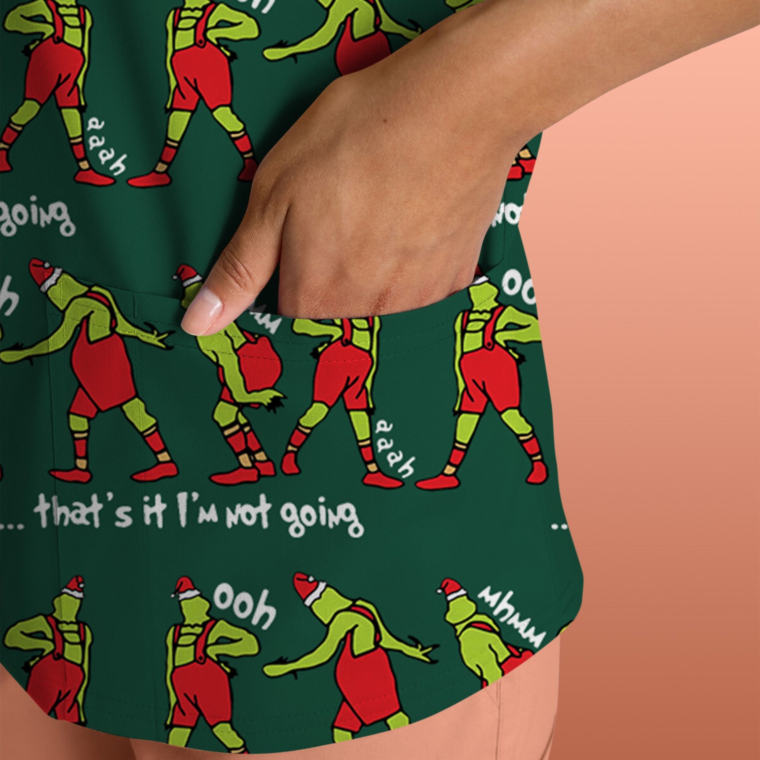 Christmas Nurse Scrub Top - Funny Grinch Shirt for Women - RN LPN CNA Healthcare Workers Gift