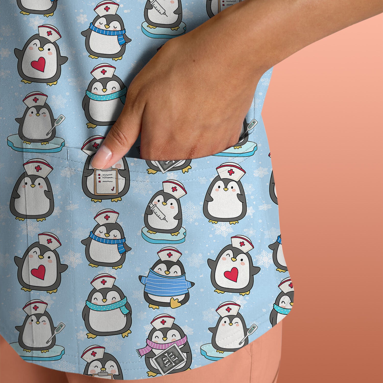 Personalized Funny Christmas Nurse Shirt - Cute Penguin with Syringe Graphic Tee - Gift for RN LPN CNA