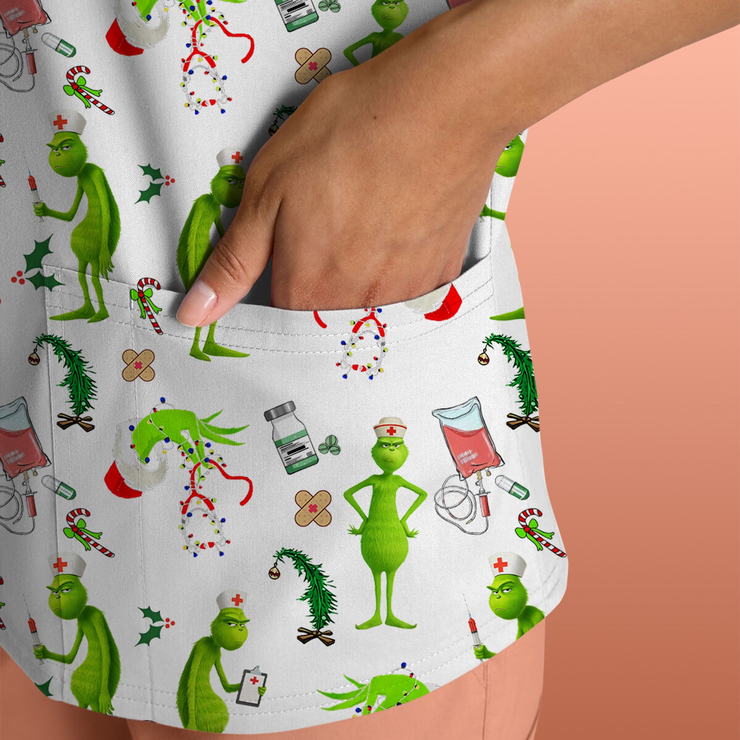 Funny Grinch Scrub Top - Christmas Nurse Shirt for Women - Multiple Color Options CNA RN LPN Gift