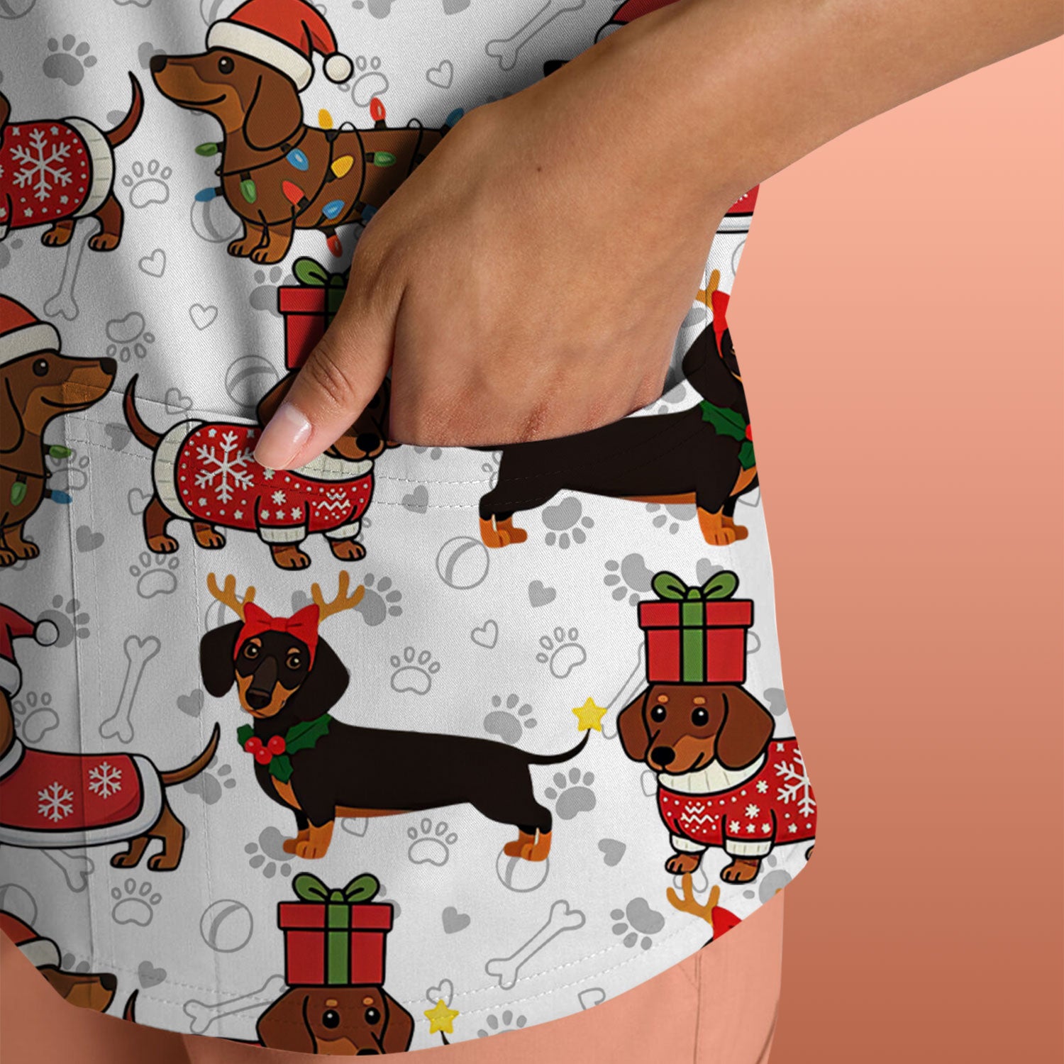 Cute Christmas Dachshund Shirt - Funny Wiener Dog in Santa Costume Multi Colors - Holiday Sausage Dog T-Shirt Gift for Pet Lovers