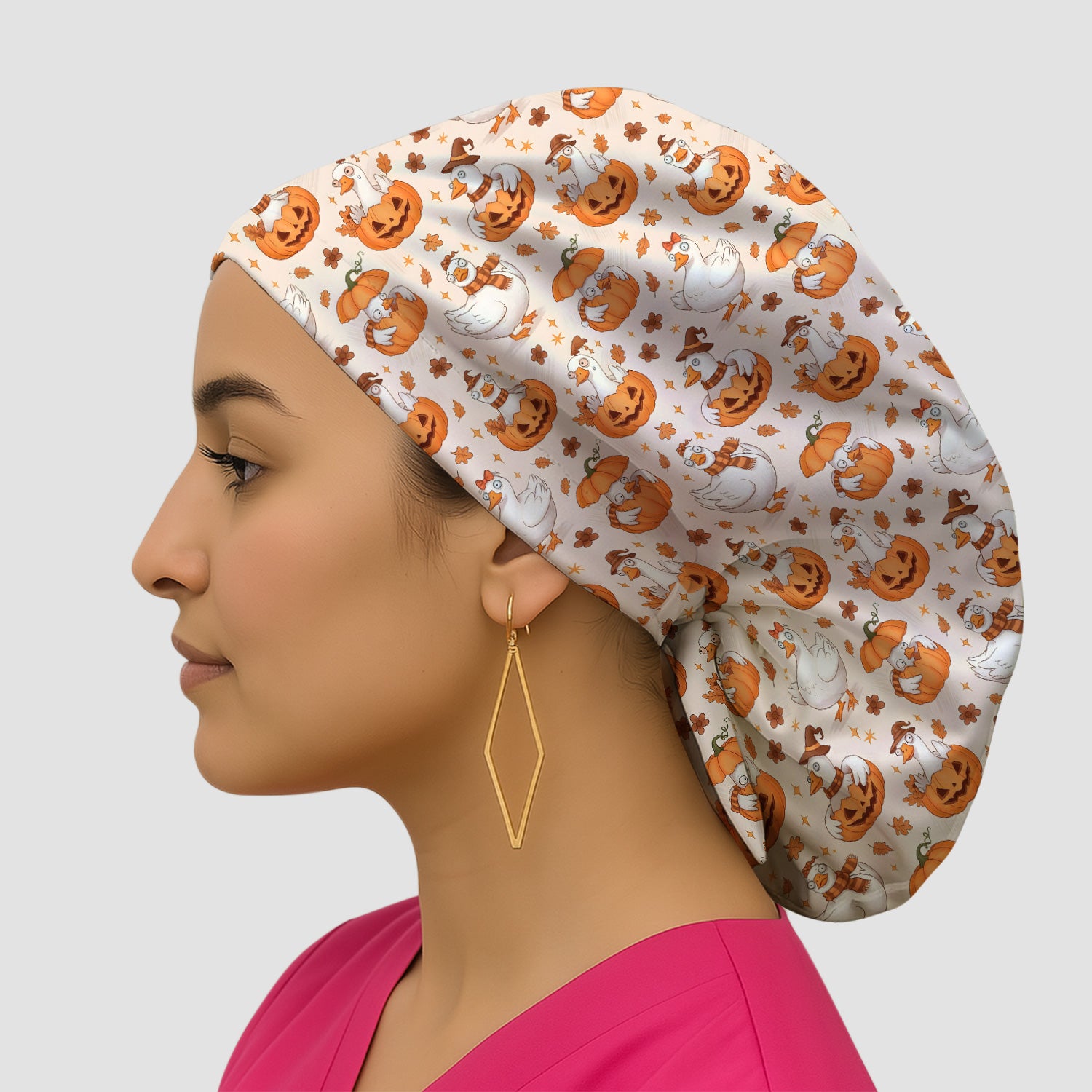 Cute Halloween Goose And Pumpkins Scrub Cap, Surgical Caps for Doctors