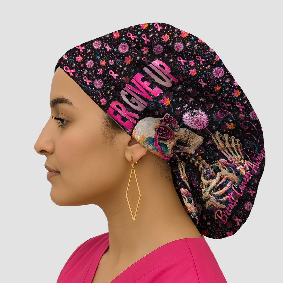 Meaningful Breast Cancer Awareness Skeleton Scrub Cap, Surgical Caps for Doctors