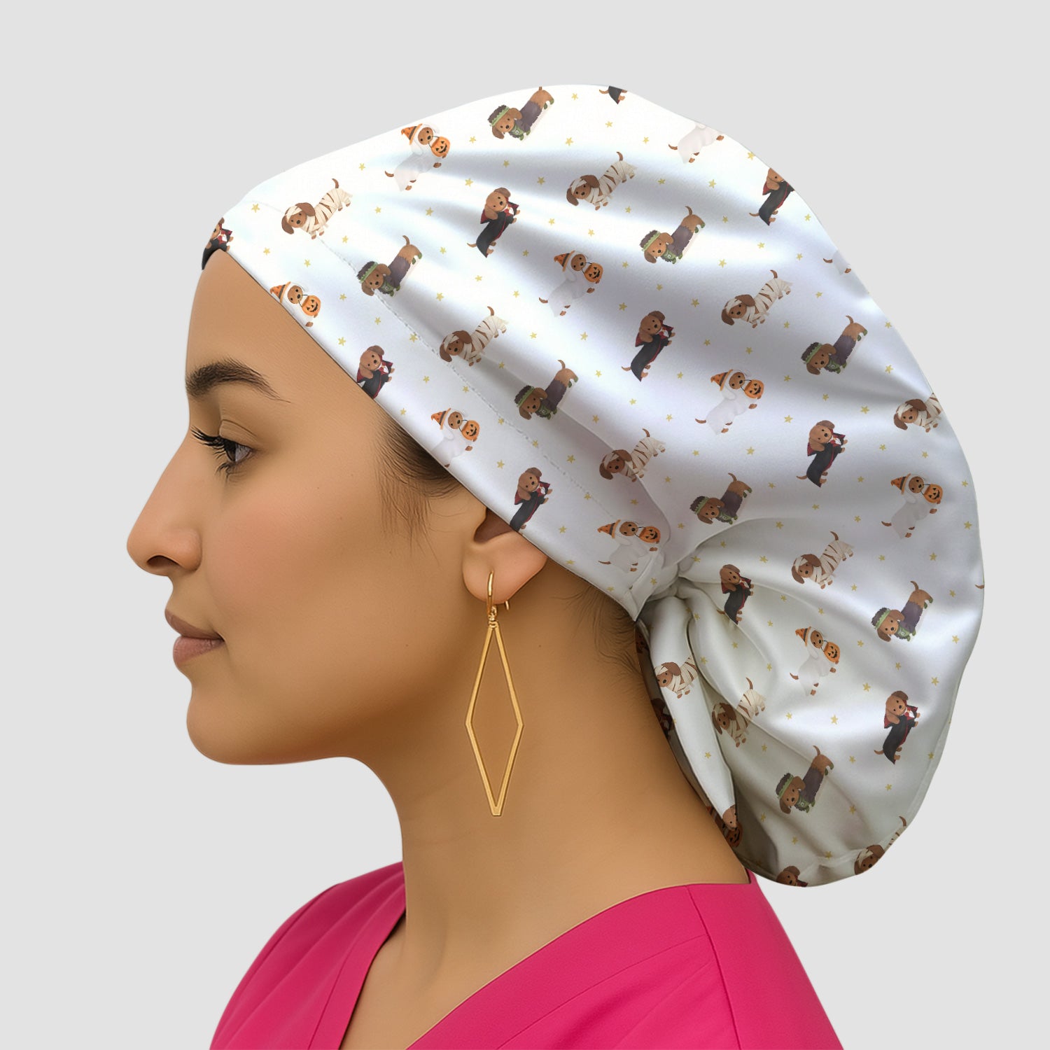 Halloween Dachshund Costumes Print Scrub Cap, Surgical Caps for Doctors