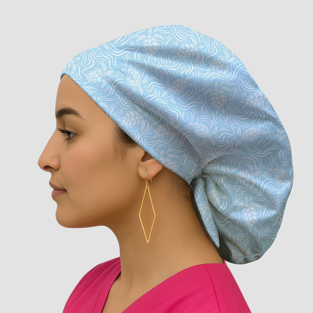 Cute Ocean Sea Turtle Waves Pattern Scrub Cap, Surgical Caps for Doctors