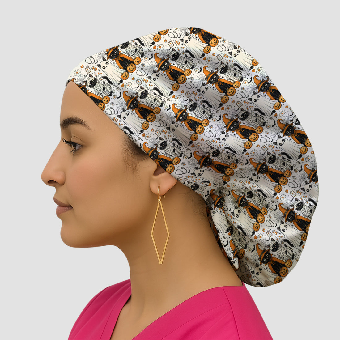 Spooky Halloween Costume Cats Scrub Cap, Surgical Caps for Doctors