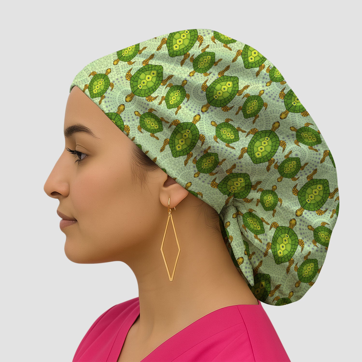 Australian Turtle Dot Art Inspired Nursing Scrub Caps for Women