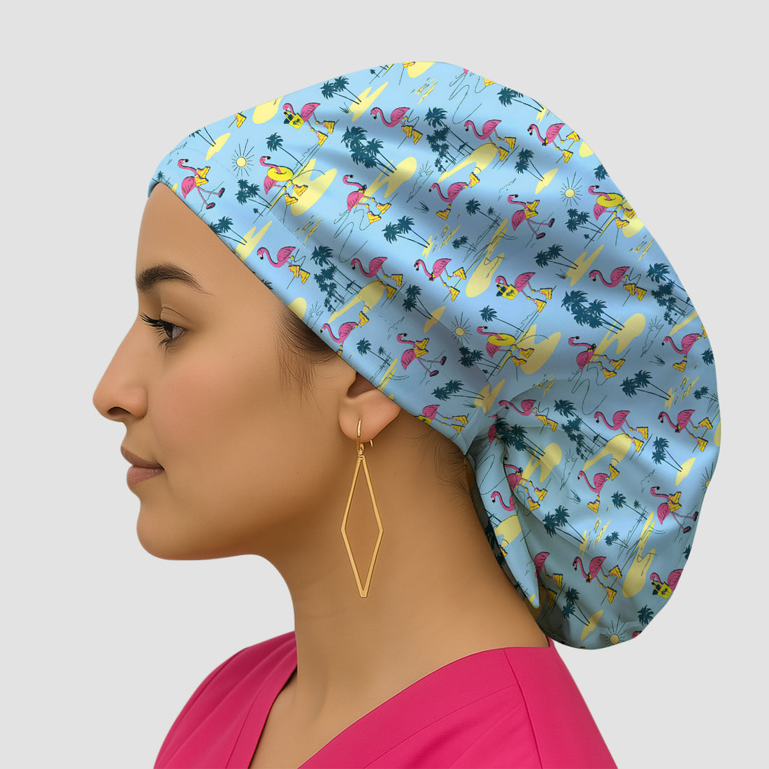 Retro Flamingo Nurse Print Scrub Cap, Surgical Caps for Doctors