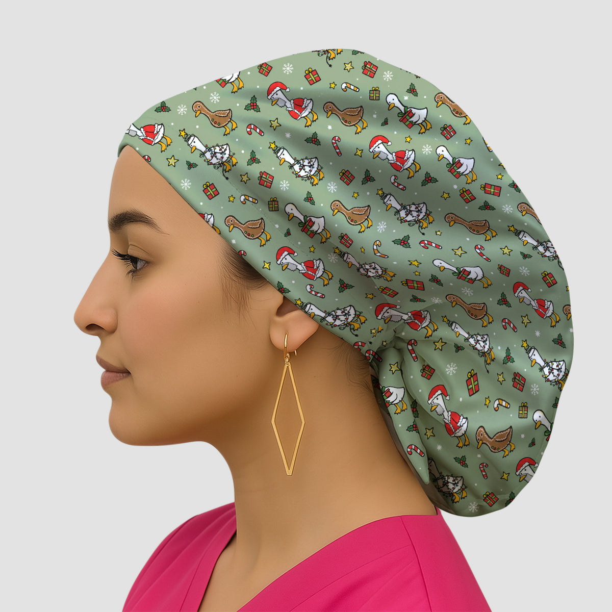 Christmas Geese In Festive Costumes Scrub Cap, Surgical Caps for Doctors