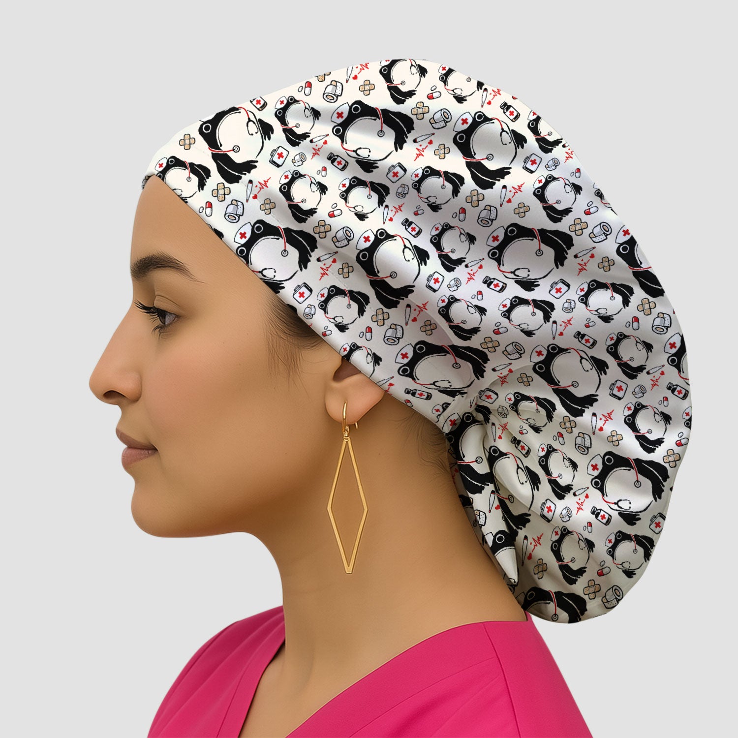 Cute Frog Nurse Medical Print Scrub Cap, Breathable Fabrics Caps Uniform