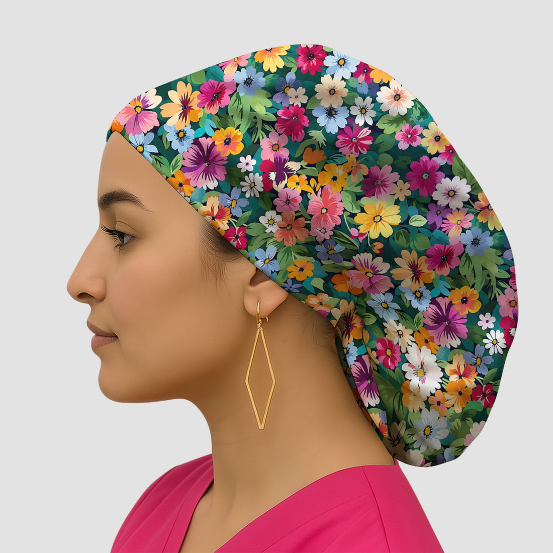 Colorful Wildflower Garden Pattern Scrub Cap, Surgical Caps for Doctors