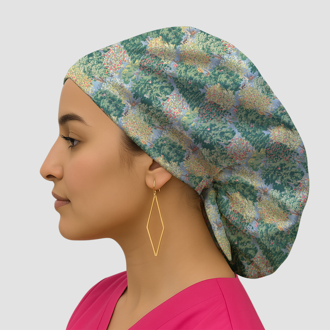 Forest Landscape Pattern Scrub Cap, Breathable Fabrics Caps Uniform