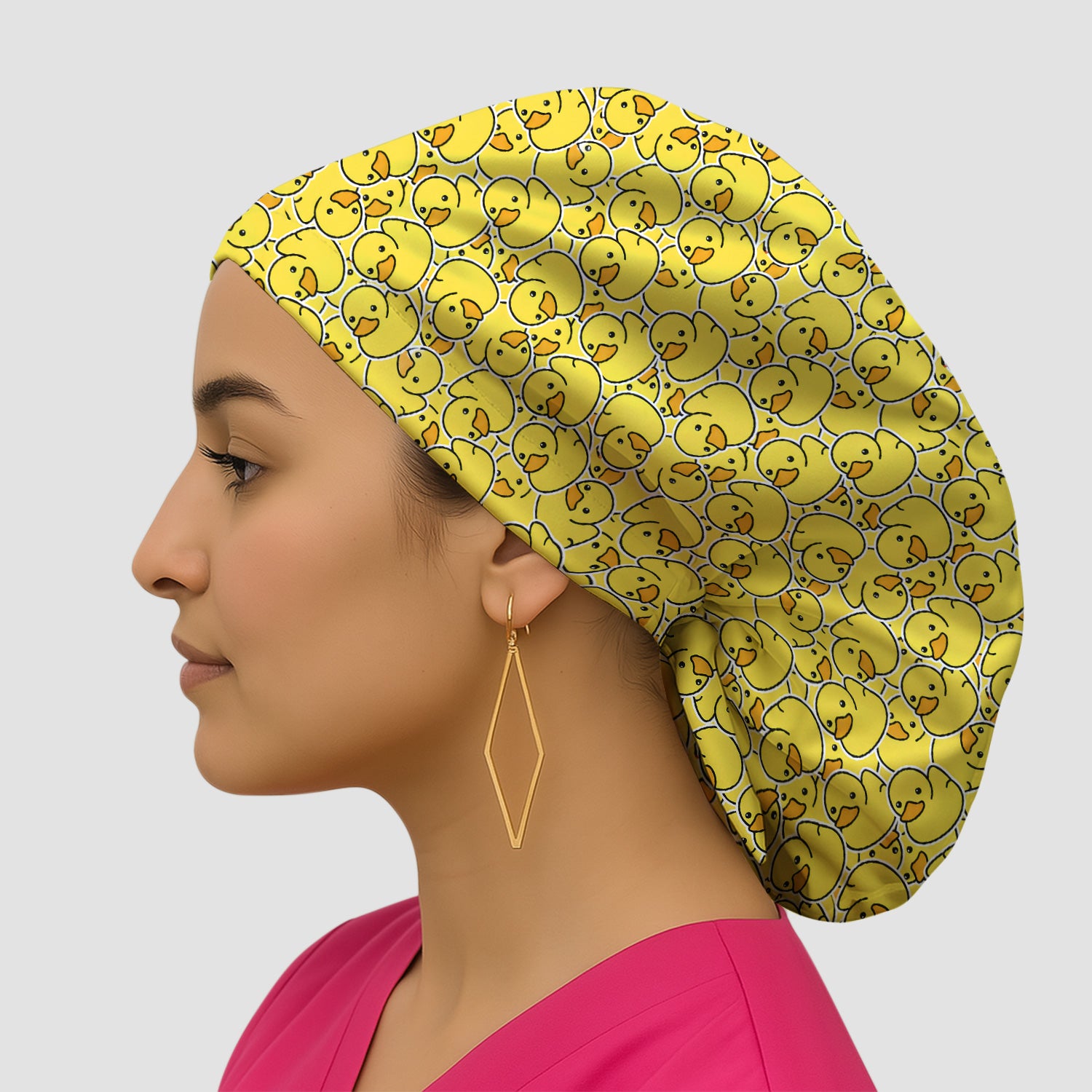 Yellow Rubber Duck Pattern Scrub Cap, Surgical Caps for Doctors