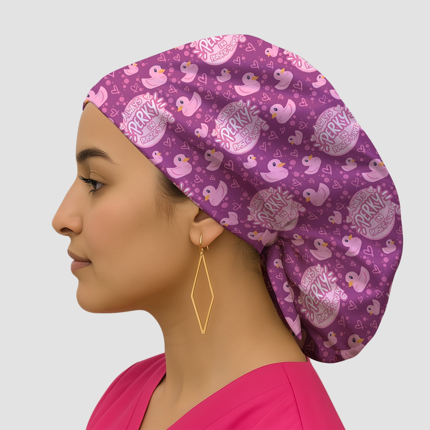 Always Perky Plastic Surgery Duck Pattern Surgical Cap, Breathable Fabrics Caps Uniform