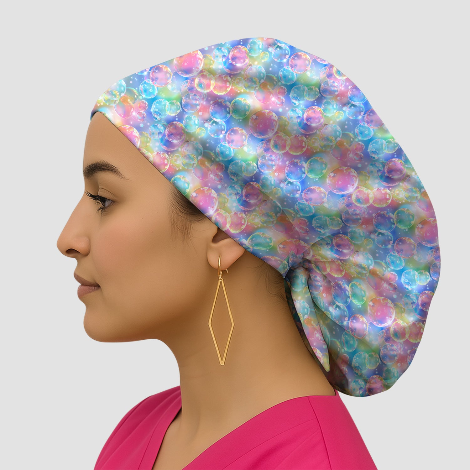 Colorful Floating Soap Bubble Pattern Scrub Cap, Surgical Caps for Doctors