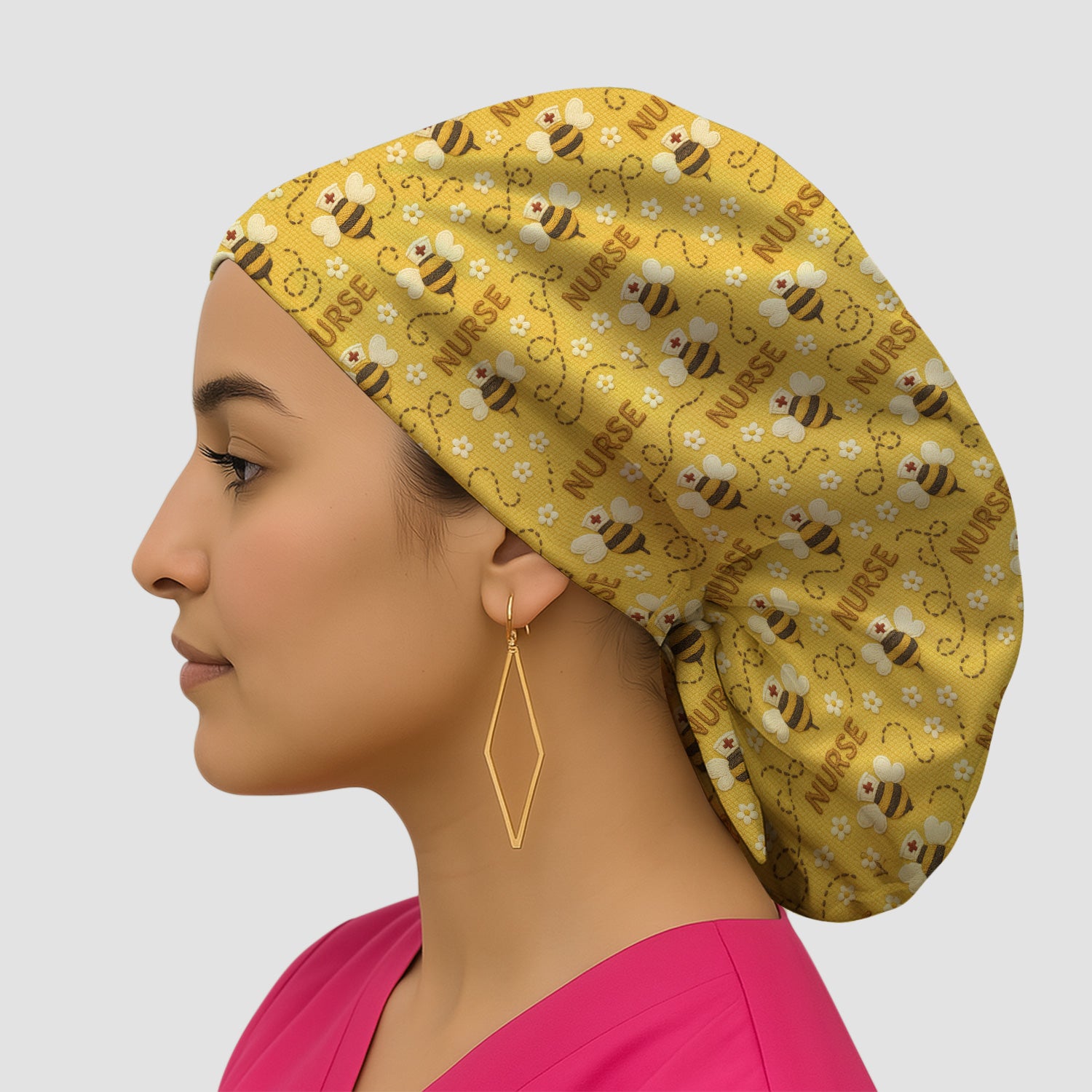 Honey Bee Nurse Scrub Cap – Cute Bumblebee Medical Pattern – Cheerful Uniform for Nurses, Vets and Healthcare Workers
