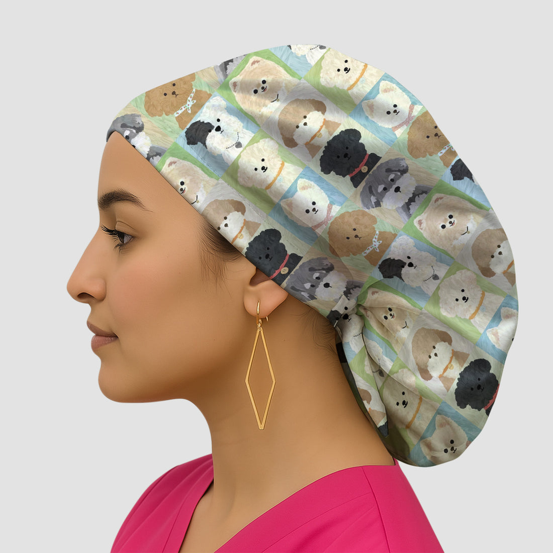 Adorable Different Dog Breeds Pattern Caps, Surgical Caps for Doctors