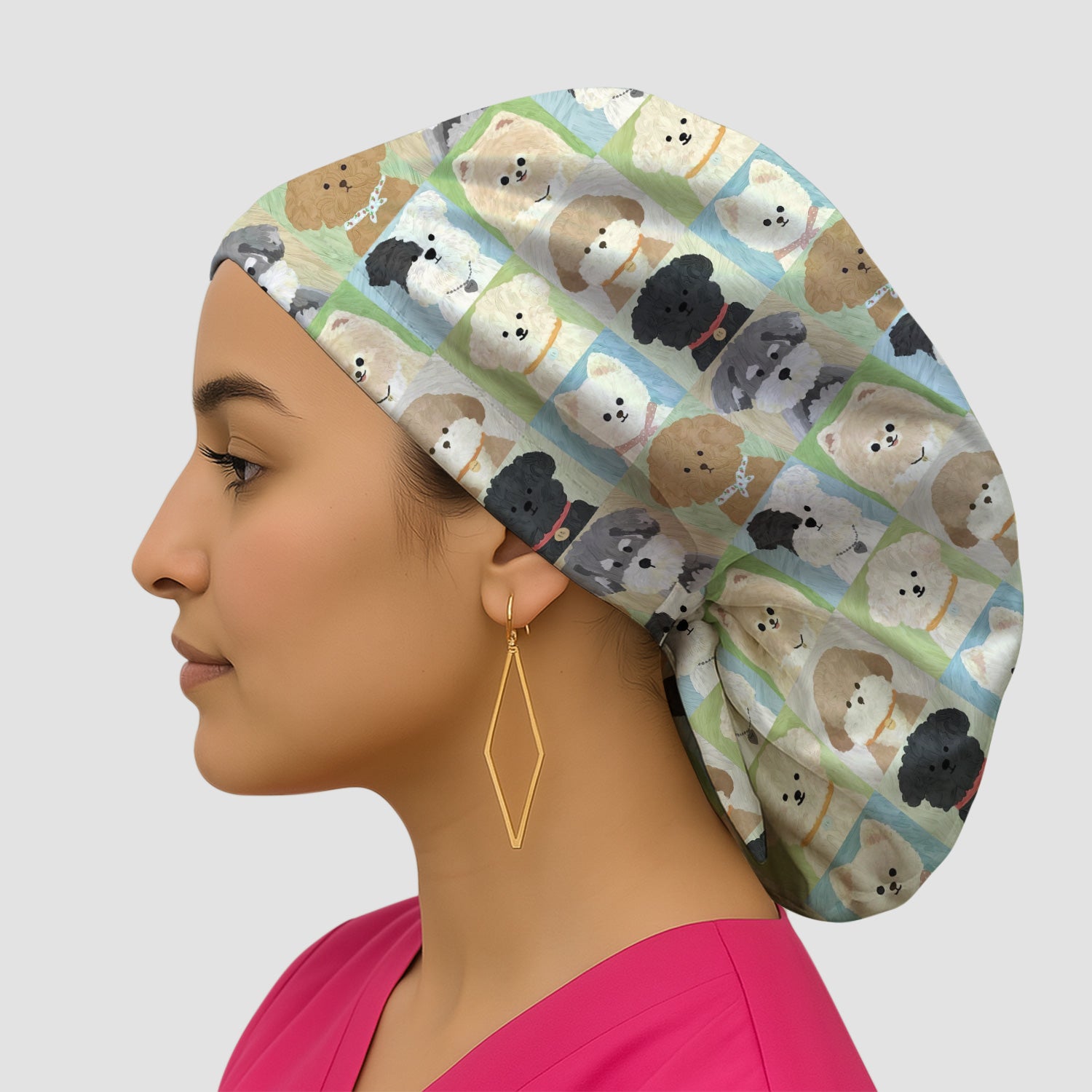 Adorable Different Dog Breeds Pattern Caps, Surgical Caps for Doctors