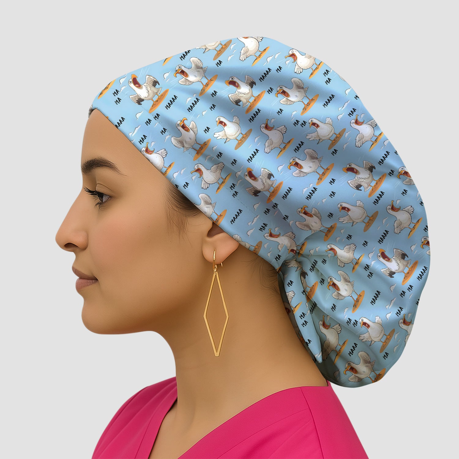 Funny Screaming Seagull Sky Pattern Scrub Cap, Surgical Caps for Doctors