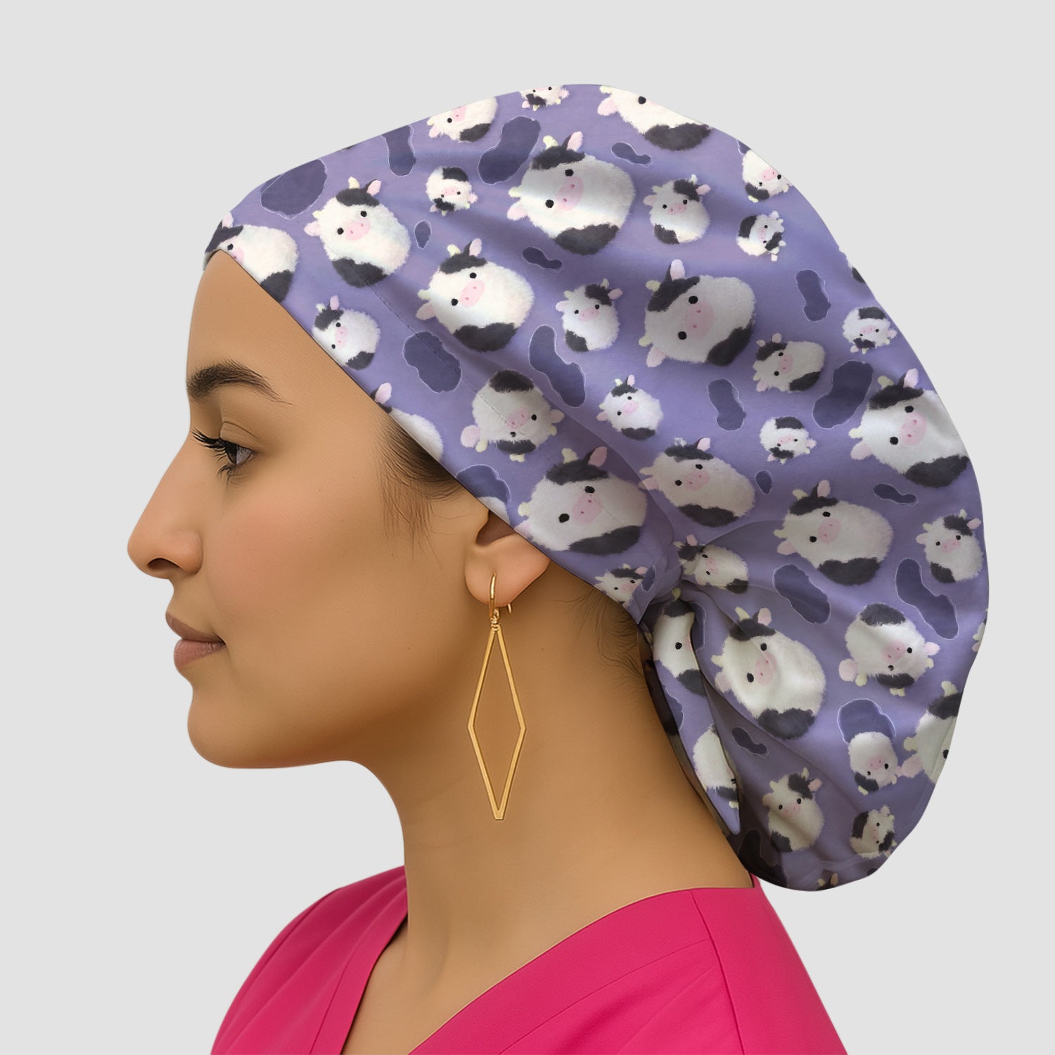 Cute Cartoon Pig Pattern Caps, Bouffant Scrub Caps for Women