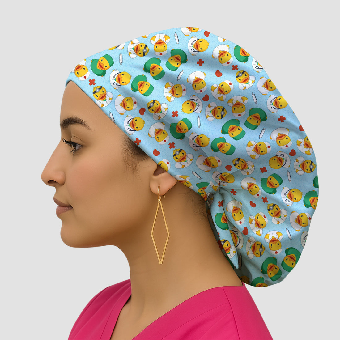 Duck Doctor Cartoon Pattern Scrub Cap, Surgical Caps for Doctors
