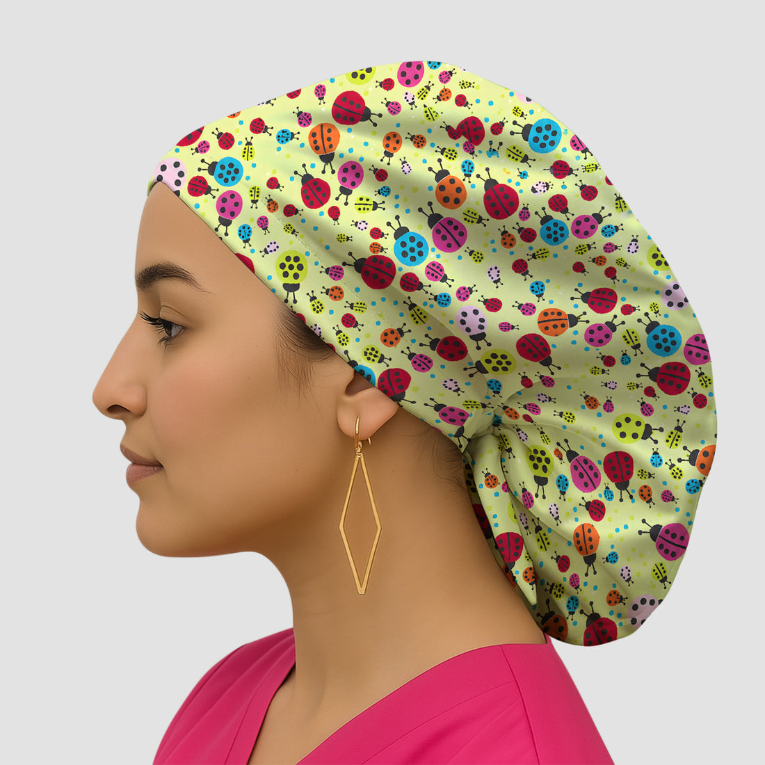 Colorful Ladybug Garden Pattern Scrub Cap, Surgical Caps for Doctors
