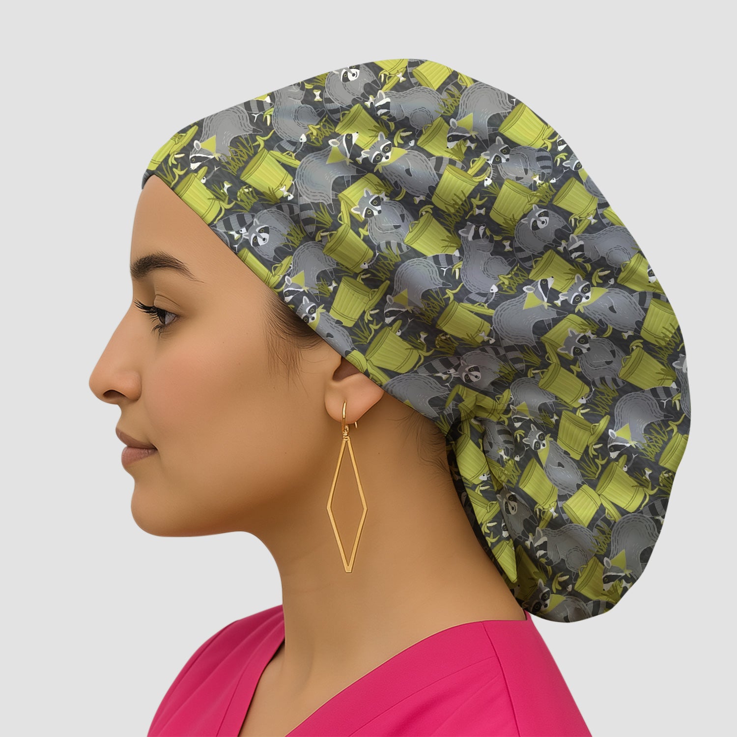 Cute Raccoon Trash Panda Pattern Scrub Cap, Surgical Caps for Doctors